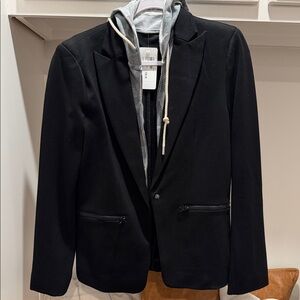 Jamison from Evereve Black Blazer with Camouflage removable hoodie